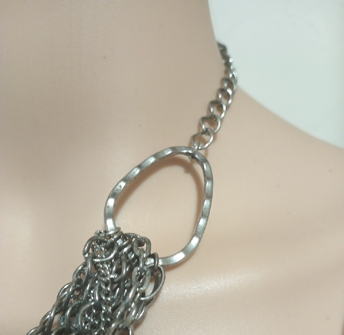 Multi Layered Statement Necklace Chains, Faux Pea… - image 8