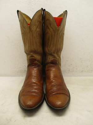 Cowtown USA Brown Lizard Leather Vintage Cowboy Boots Mens  display picture 3