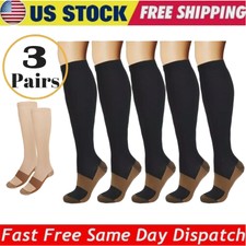 3/6 Pairs Men's Diabetic Over The Calf - Knee High Compression Pressure Socks