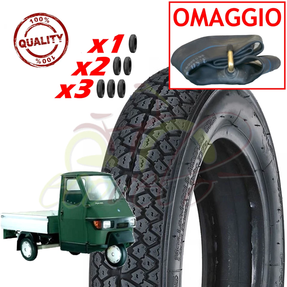 UNION CAMERA D'ARIA +PNEUMATICO 100/90-10 PIAGGIO APE GOMMA COPERTONE DISEGNO MICHELIN