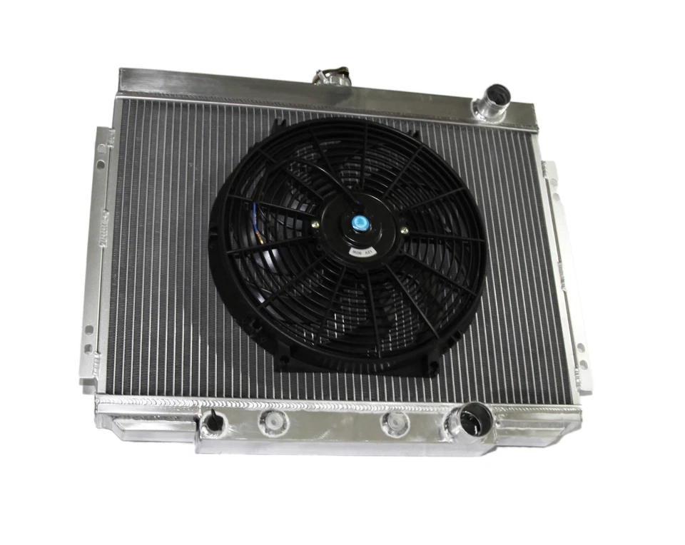 Radiador destro passageiro 3 núcleos + 14" ventilador compatível 67-70 Mercury Cougar XR-7 V8 MT - Imagem 2 de 4
