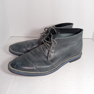 Cole Haan Glenn Chukka Blue Gray Desert Leather Boots Men