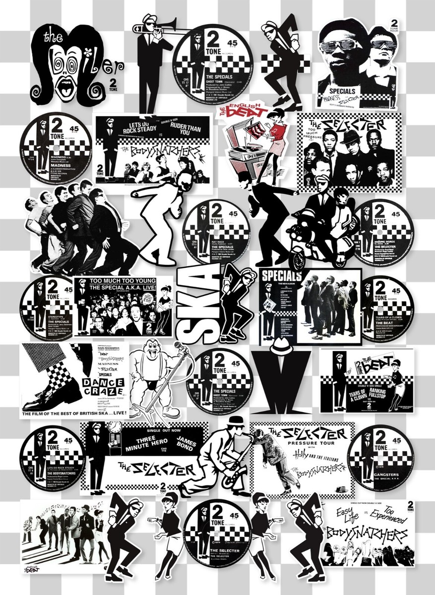 X24 Ska Vinyl Stickers Retro Skinhead Laptop Specials 2 Tone Beat Madness Mods - Foto 9