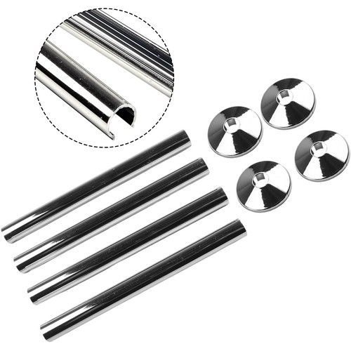 Easy Installation Chrome Radiator Pipe Sleeves Set of 8 Fits 15mm Pipes - Picture 6 of 59