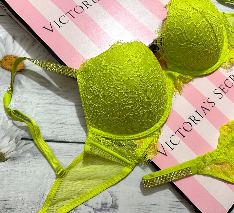 Victoria’s Secret Shine Strap 2 件套聚拢文胸丁字裤套装 Limelight — 第 3/3 张图片