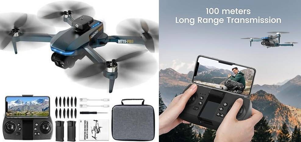 Dron con motor sin escobillas&comma; FPV 4K ajustable a 90°&comma; control por aplicación&period;