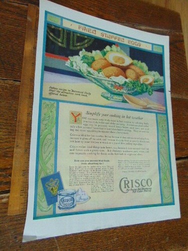 1920 Hood Canvas Footwear magazine ad by The Reeses- Back Crisco Fried Eggs - Picture 2 of 2