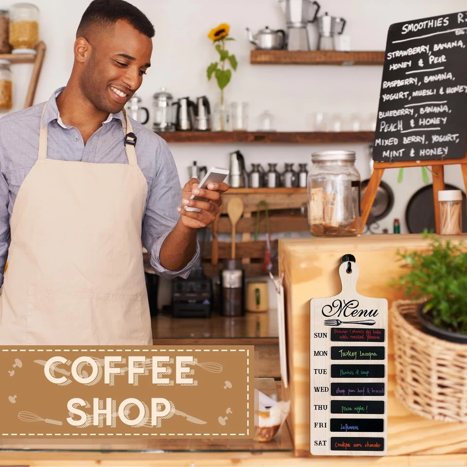 Weekly Menu Board Kitchen 16.5 x 6.3 Inches Wood Menu Planner Board with 7 Ma... - Image 3 of 4