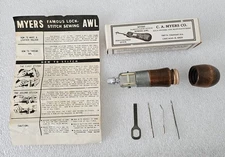 Vintage CA Myers Co. Sewing Awl Leather Canvas in Original Box
