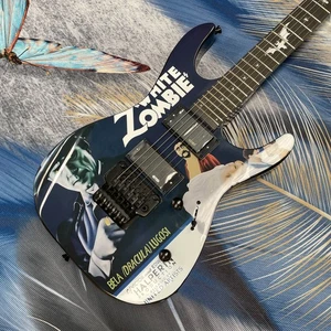 High Quality Discount Electric Guitar with White Zombie Graphic, Black Hardware