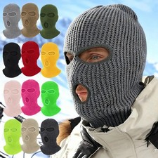 Winter Ski Mask 3 Hole Knitted Skull Balaclava Beanie Hat Men Outdoor Sports Cap