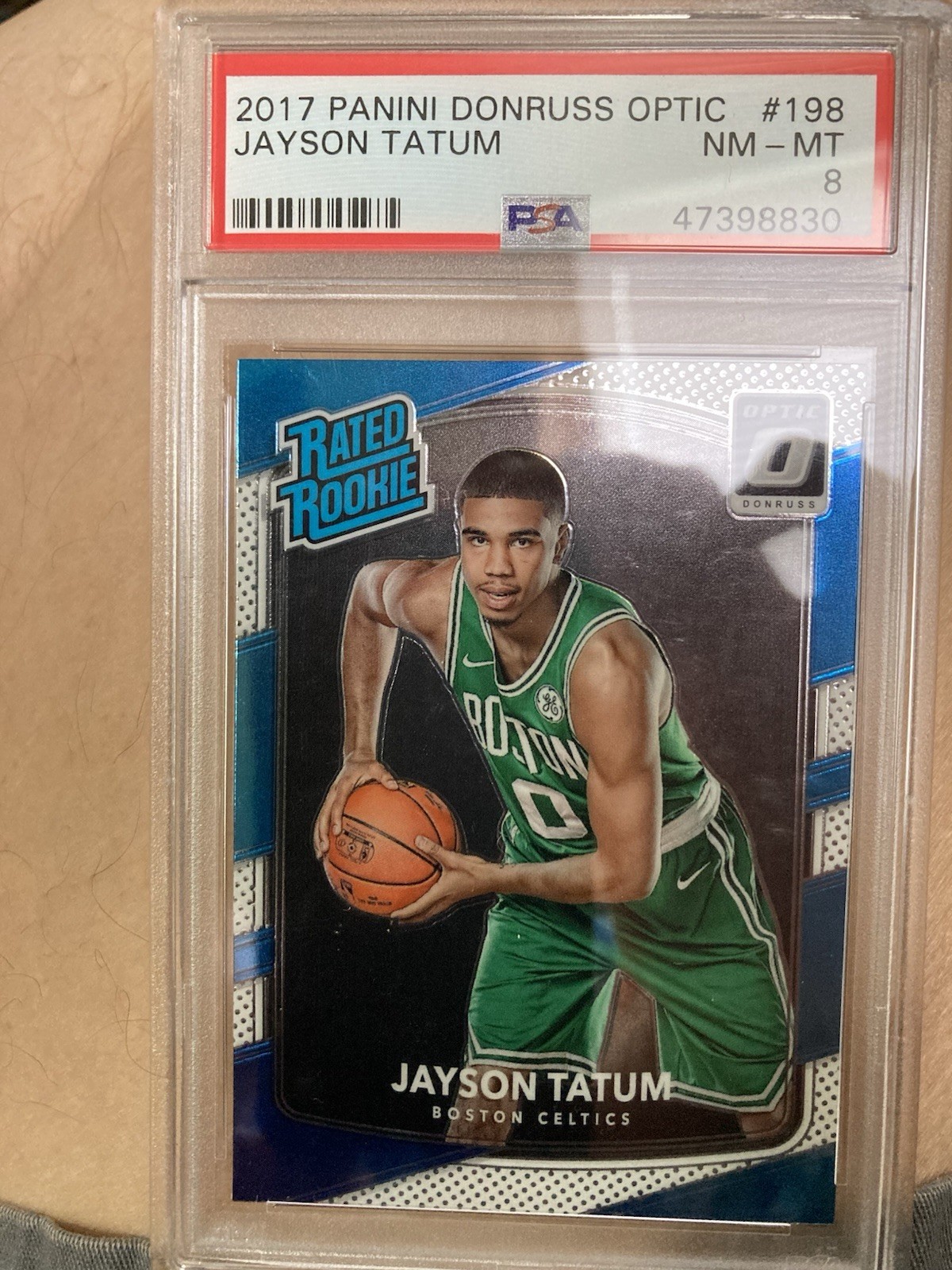 2017-18 Panini Donruss Optic - Rated Rookie Jayson Tatum #198 (RC) PSA 8 view 2