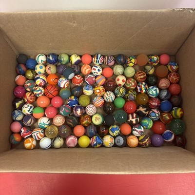 Vintage lot of 120 Super Bouncy Balls Tye Dye Pattern Cosmic Solid