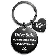 Mens Gifts Drive Safe Keychain for Him, Boyfriend, Husband, Dad, Grandpa, Son