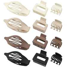 3 Styles 12PCS Hair Clips for Women Small Medium Big Claw 12PCS_Matte Flat A