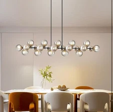 Modern Black Chandelier Large Linear Sputnik Chandelier Island Pendant 22 Light