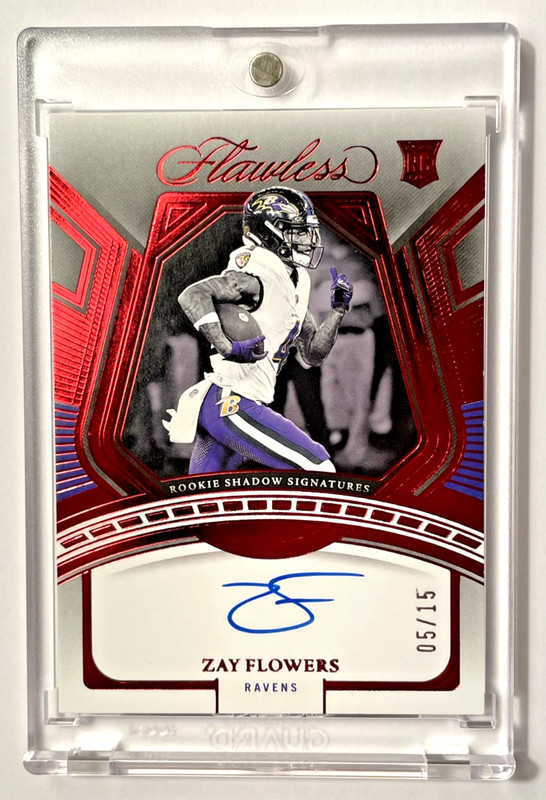 Zay Flowers - 2023 Panini Flawless #RS-ZFL Rookie Shadow Signatures Ruby /15