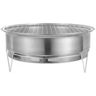 1 Set of Charcoal Grill Barbecue Camping Grill Portable BBQ Stainless Steel