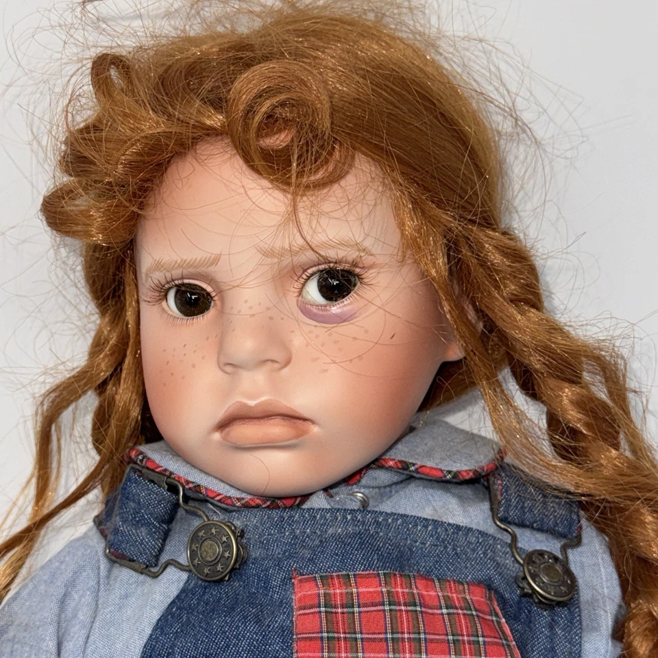 "Muñeca de tela y porcelana Hannah Rose de Kelly RuBert 28"" grande herida ojo negro" Foto 2 de 4