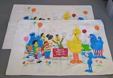 Vintage Sesame Street 2 Pillowcases Ernie Berts Pigeon Circus Retro Bedding