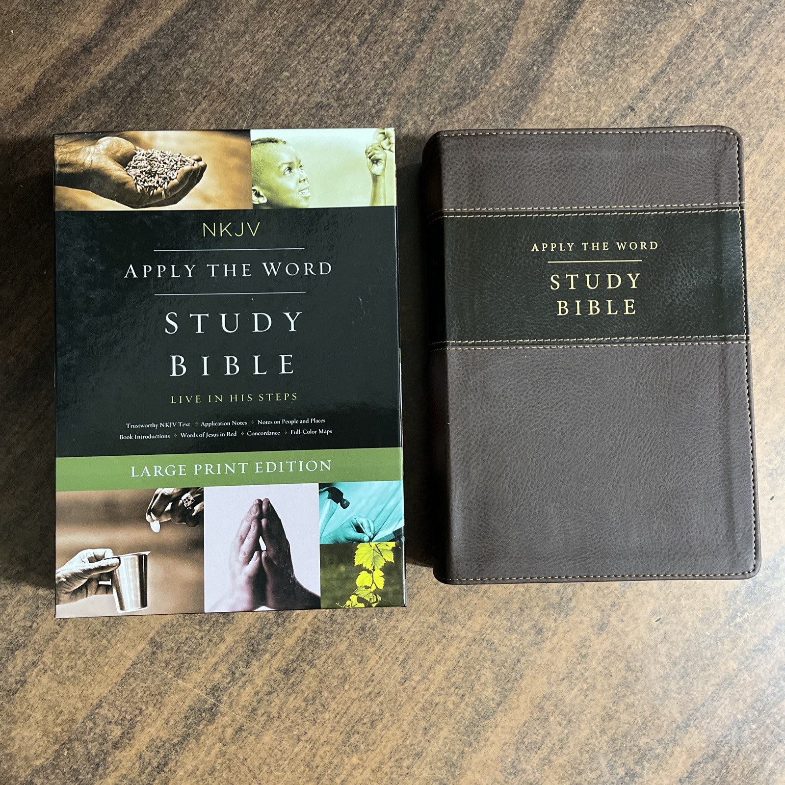 NKJV Large Print Apply the Word Study Bible - Brown LeatherSoft | eBay
