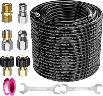 #ad #ad 100FT 1 4 Inch Sewer Jetter Kit for Pressure Washer 4000PSI Drain Cleaner Hose $52.96