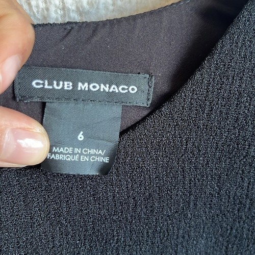 Vestido Club Monaco Manga Volantes Talla 6 Negro Crepé - Imagen 2 de 6