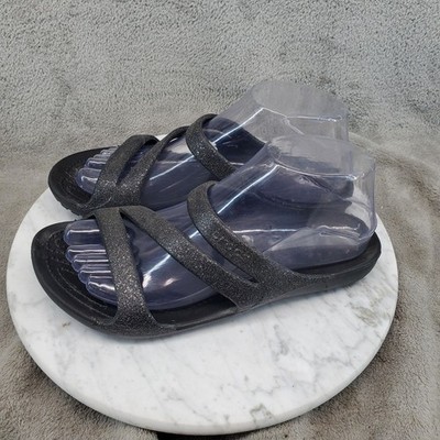 Crocs Shoes Womens Size 7 Black Glitter Synthetic Kadee II Sandals