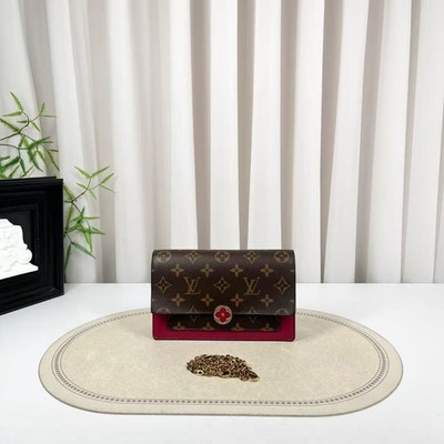 Louis Vuitton Flore Wallet On Chain Monogram Fuchsia Leather Gold Hardware Auth