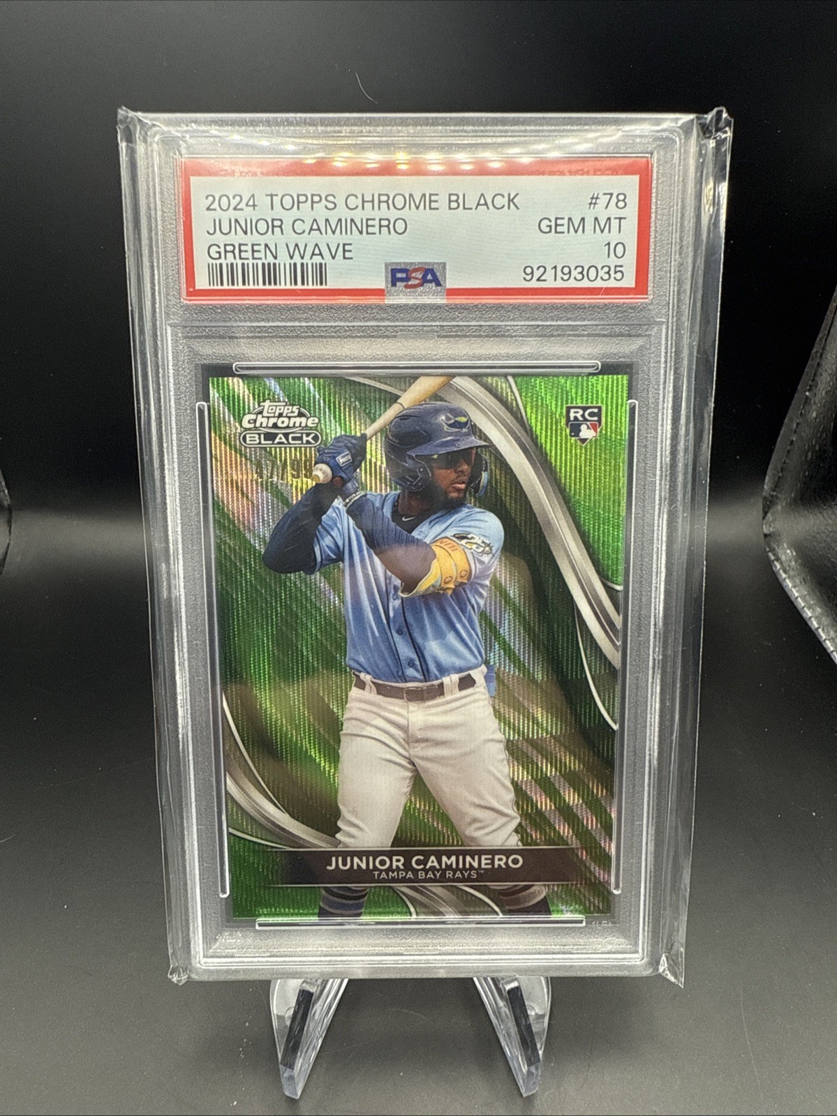 2024 Topps Chrome Black Green Wave Refractor /99 Junior Caminero #78 Rookie RC