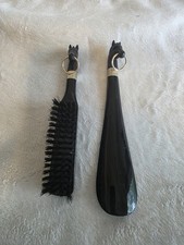 Vintage Black Horse Head Brush  Shoehorn Set   Japan   Equestrian Decor