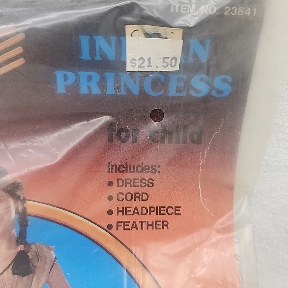 Костюм индийской принцессы Kid Forum Inc платье, головной убор, перо, шнур новый винтажный  - Изображение 3 из 4