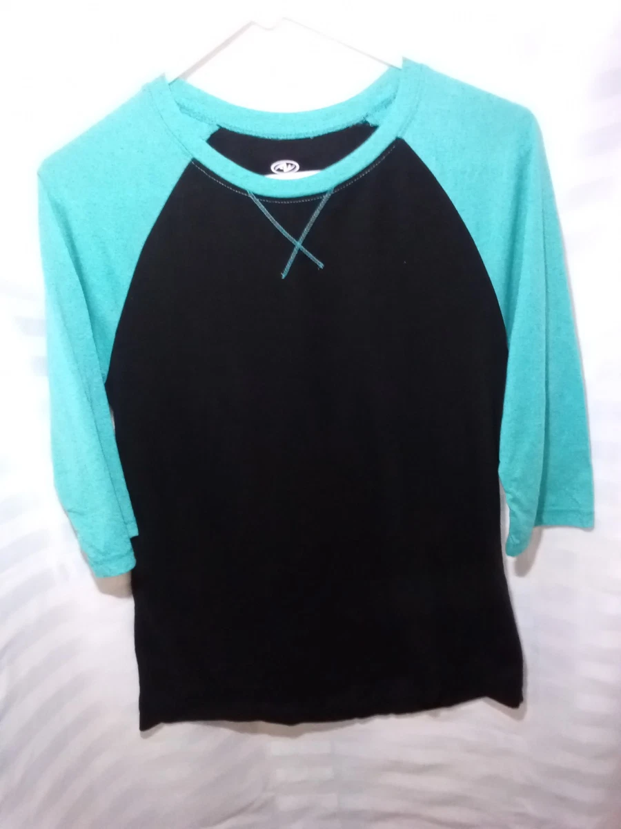 Chemise Vintage Athletic Works Années 90 – Femme – Manches Longues – Bleu Sarcelle – Oversize