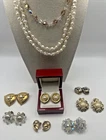 Aurora Borealis AB Jewelry Lot Sterling Silver 925 Gold Tone Pearl Vtg Costume