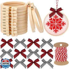 Beeveer 25 Pieces Christmas Embroidery Kits Includes Mini Embroid