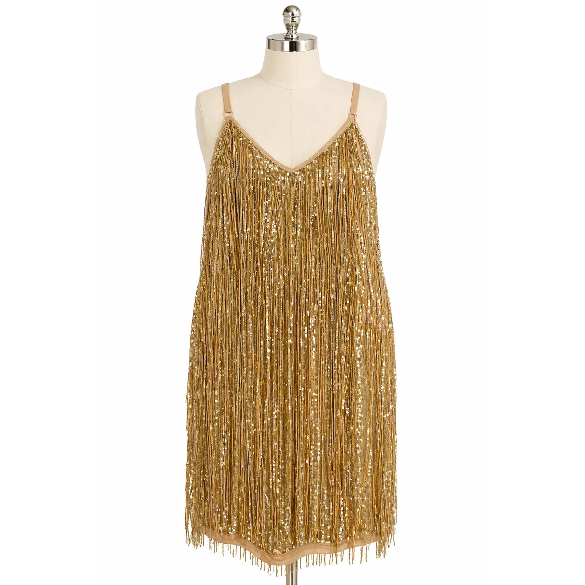 gold fringe dress products for sale | eBay