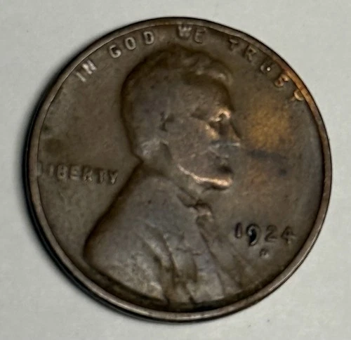 Fine+ 1924-D Lincoln Wheat Cent w/ Rub, Rich Brown U.S. Better Date Coin