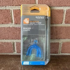 Mouth Guard Shock Doctor Protects Teeth Braces Strapped Youth Blue Age 11-