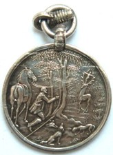 R3729RAR! Mini-Jagdmedaille 1723 (16mm), Grafschaft B&ouml;hmen-Spork, hl. Hubertus