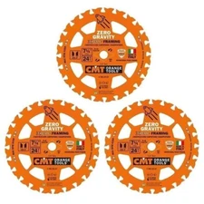 CMT Orange Tool 250.324.07 FRAMING Zero Gravity 7-1/4”x5/8”, 3 Pack