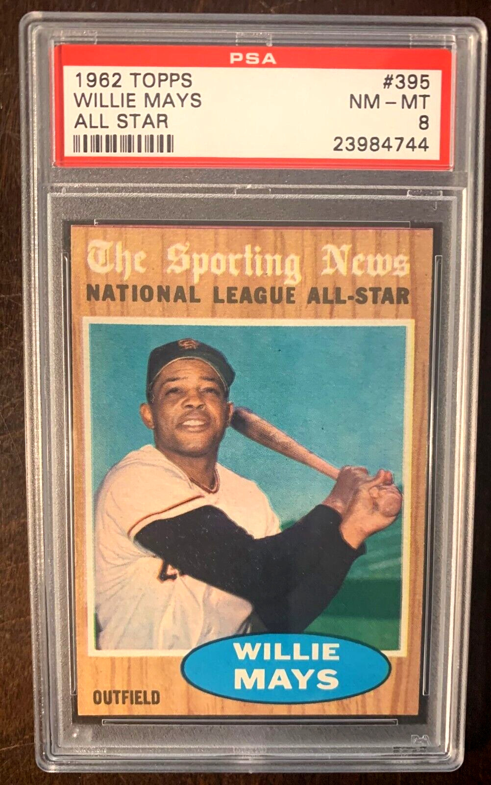 1962 Topps #395 Willie Mays All Star PSA 8 NM-MT