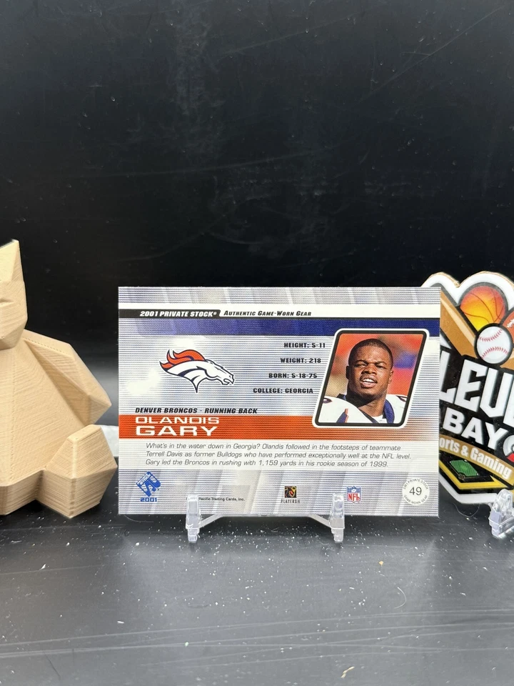 Olandis Gary 2001 Pacific Private Stock Game Worn Gear Patch (JMR) - Image 2 of 2