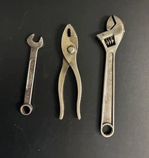 Mixed Hand Tools Set - Pliers, Crescent Wrench & 1/2"  Combination Wrench”