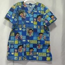Vintage Dora the Explorer nursing scrub top 2002 y2k size medium guc e151