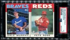 PSA 3 VG 1986 TOPPS BOX PANELS DALE MURPHY / PETE ROSE BRAVES REDS 44353 B211