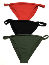 3- Shade  Shore L 12-14 Low Rise High Leg Cheeky 1-Red 1-Black 1-Green Bottom