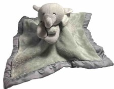 Carters Gray Elephant Plush Security Blanket Lovey Infant Baby Toy Satin Back