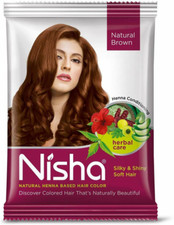 Nisha Henna Based Hair Color 15g Each Sachet No Ammonia Brown Pack of 10 