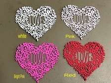 Valentines Intricate Hearts Love Paper 4 Die cuts 3  x4  choose colors