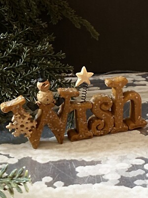 Blossom Bucket  Wish  Word Saying Sign By B Lloyd 2005 Christmas Figurine Decor